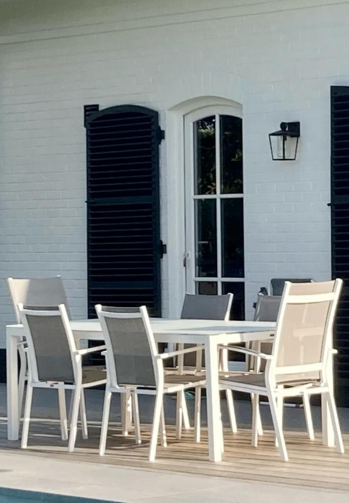 Bristol tuinset van aluminium/textileen, Tuin en Terras, Tuintafels, Zo goed als nieuw, Rechthoekig, Aluminium, Ophalen