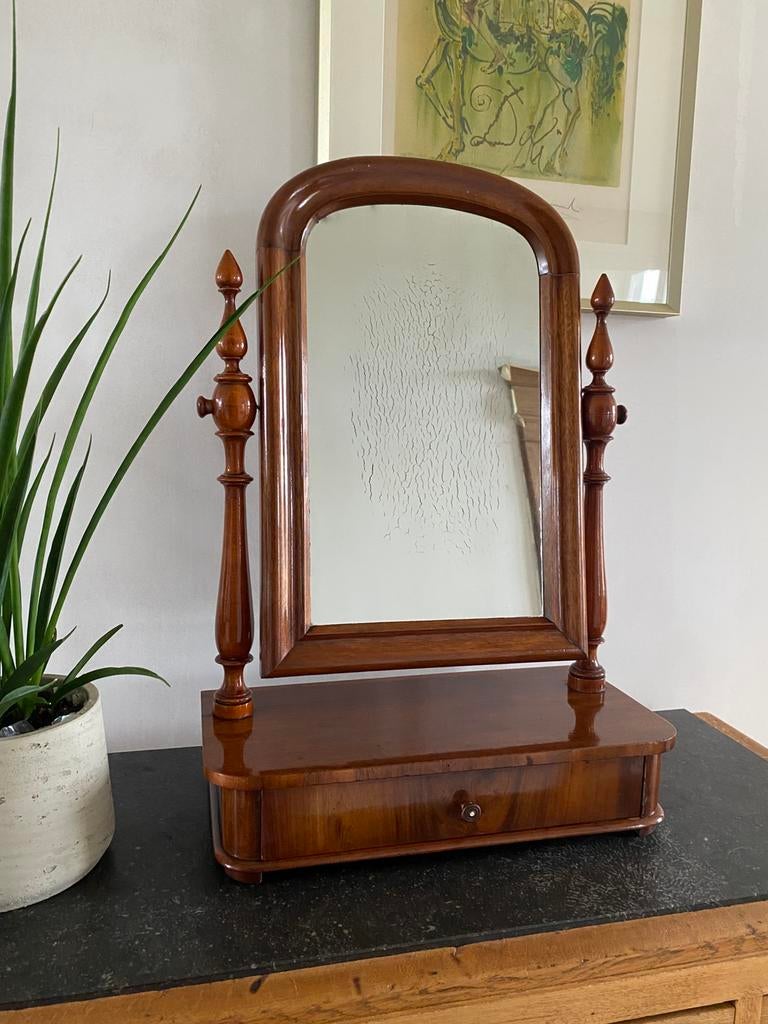 19de eeuwse make-up spiegel, Ophalen, Rechthoekig, Minder dan 50 cm, Minder dan 100 cm