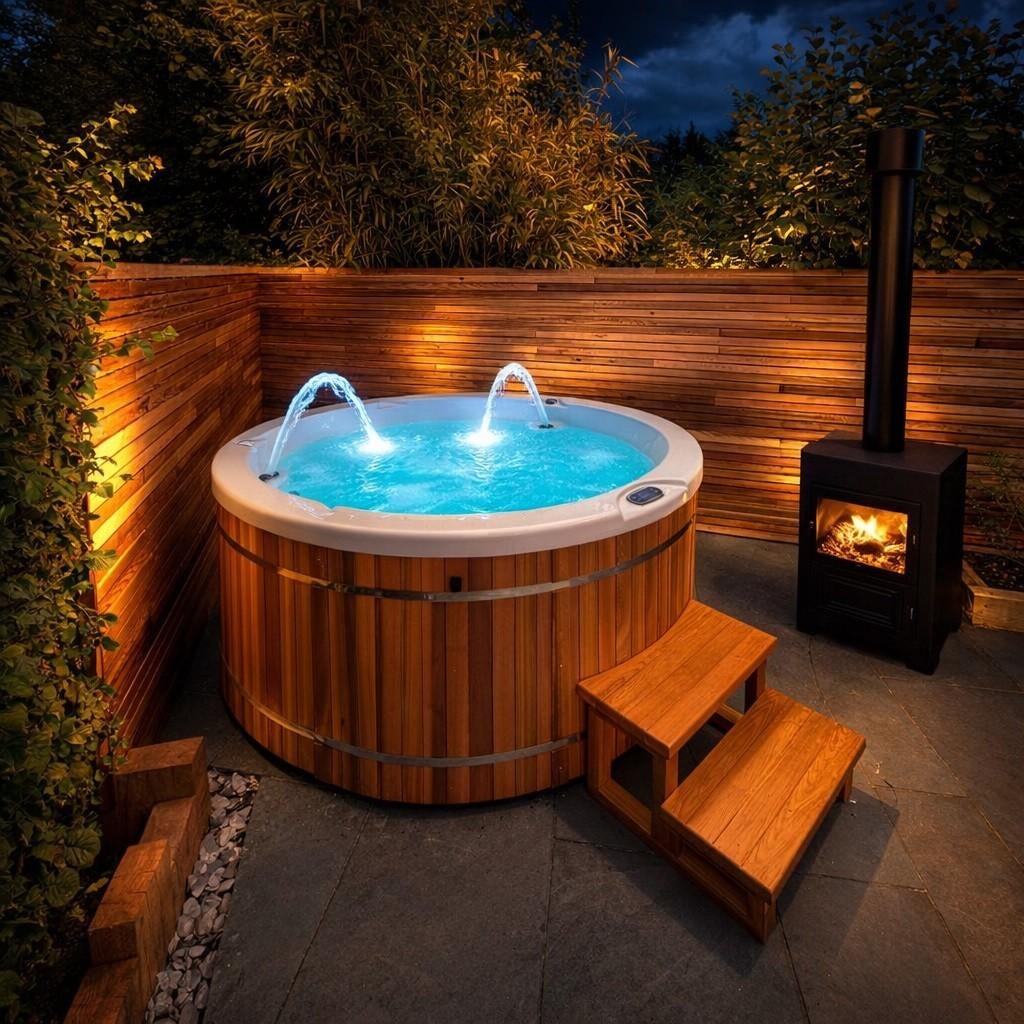 Hybride houtverwarmde en/of elektrische jacuzzi Cederhout, Ophalen, Nieuw