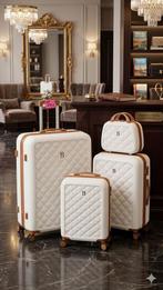 Lot 4 valises chic blanc / brun clair / brun foncé – neuf, Enlèvement ou Envoi, Neuf, Plastique dur, Roulettes