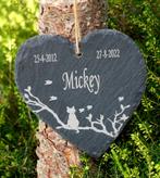 Gedenksteen voor kat - Gegraveerd leisteen hart, Dieren en Toebehoren, Ophalen of Verzenden, Nieuw