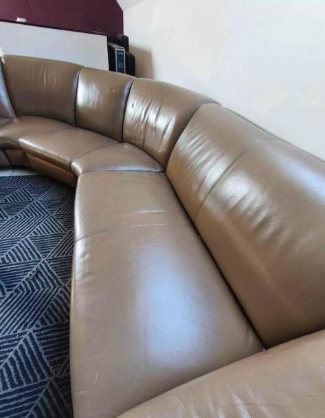 Grote leren hoekzetel, Ophalen, Gebruikt, Leer