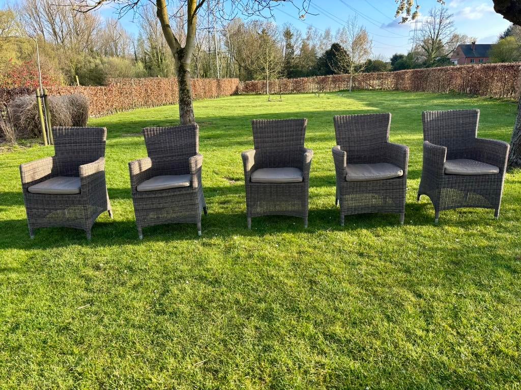 5 chaises de jardin Bristol — confortables et robustes, Enlèvement, Utilisé, Osier