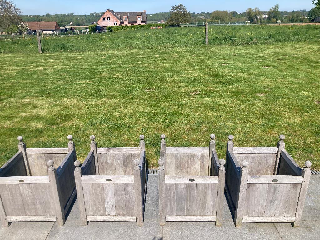 4 Plantenbakken -  bloembakken - teak, Tuin en Terras, Bloembakken en Plantenbakken, Ophalen, Gebruikt, Hout, Balkon