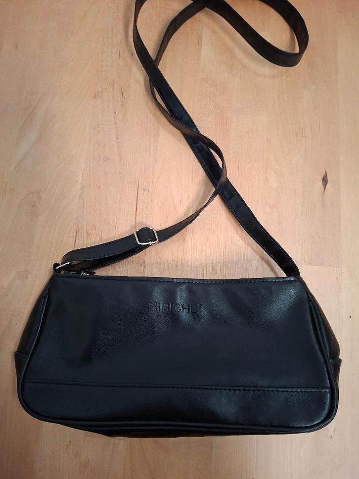 Bibiche schoudertas - Zwart nepleer - 2715 cm, Handtassen en Accessoires, Tassen | Damestassen, Zo goed als nieuw, Schoudertasje