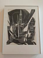 Oude houtsnede van Antwerpen in nieuwe kader., Antiek en Kunst, Kunst | Litho's en Zeefdrukken, Ophalen of Verzenden