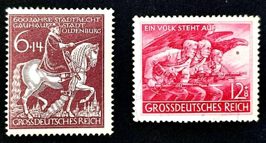 Gross Dt.Reich: 2X laatste Derde Rijk zegels 1945, Ophalen of Verzenden, Overige periodes