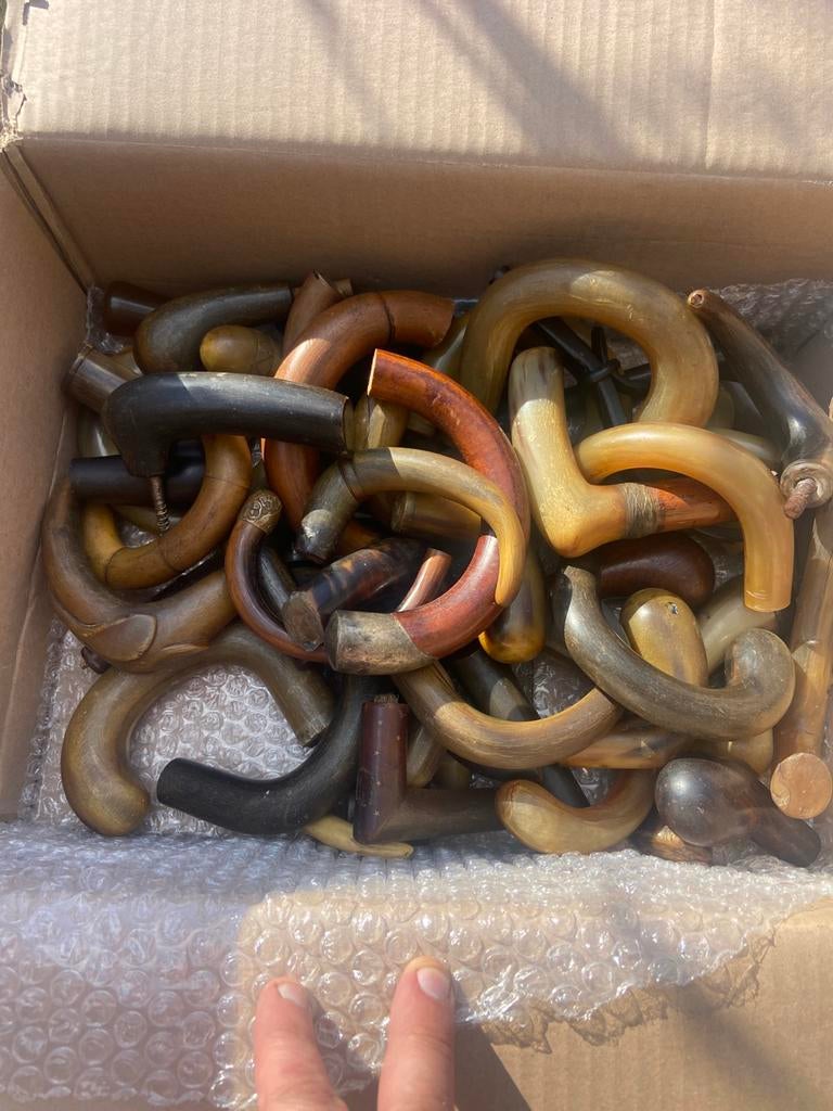 Lot oude wandelstok handvatten, Ophalen of Verzenden