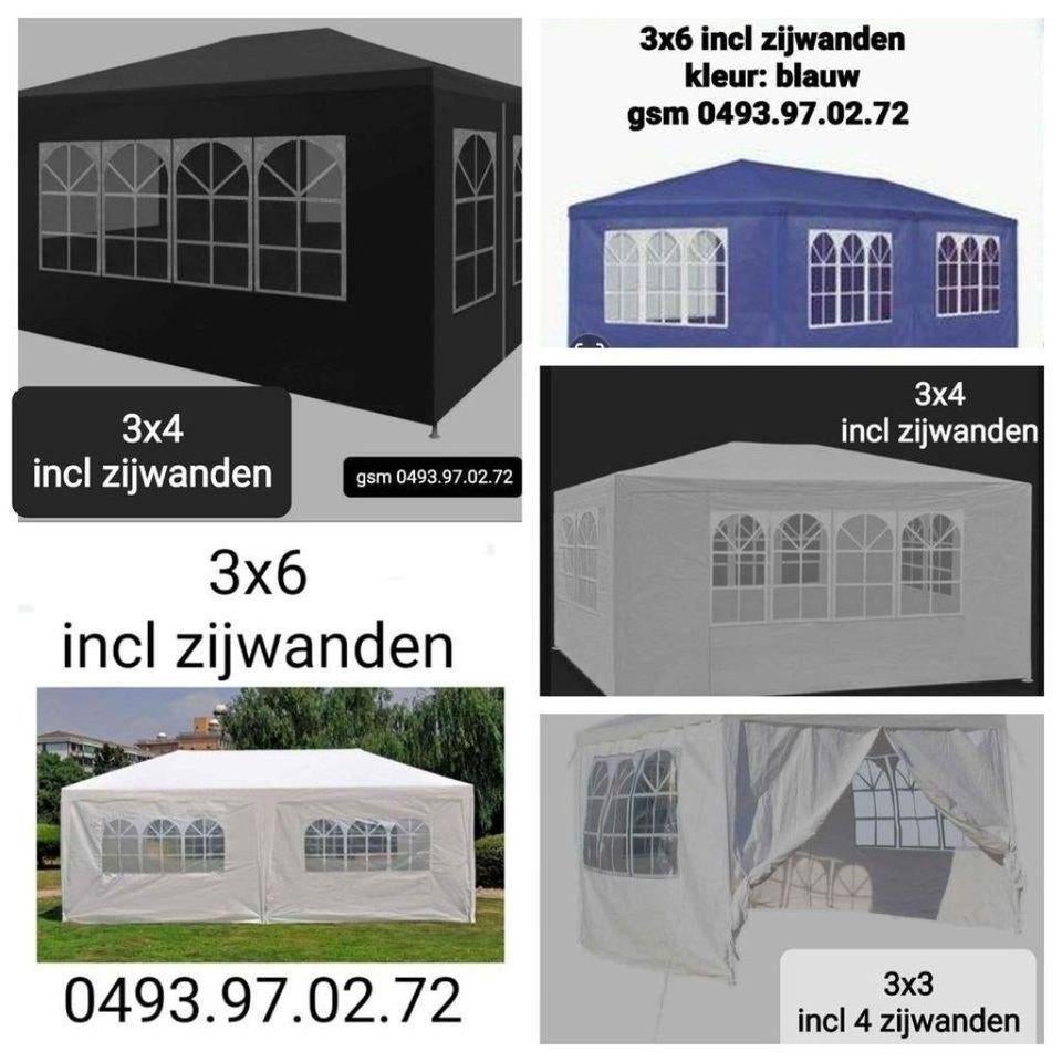 NIEUWE partytenten in verschillende maten INCL ZIJWANDEN, Ophalen, Nieuw, Partytent