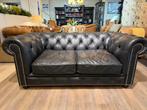stoere originele chesterfield 2,5 zits bank Zwart zetel, Ophalen of Verzenden, Gebruikt
