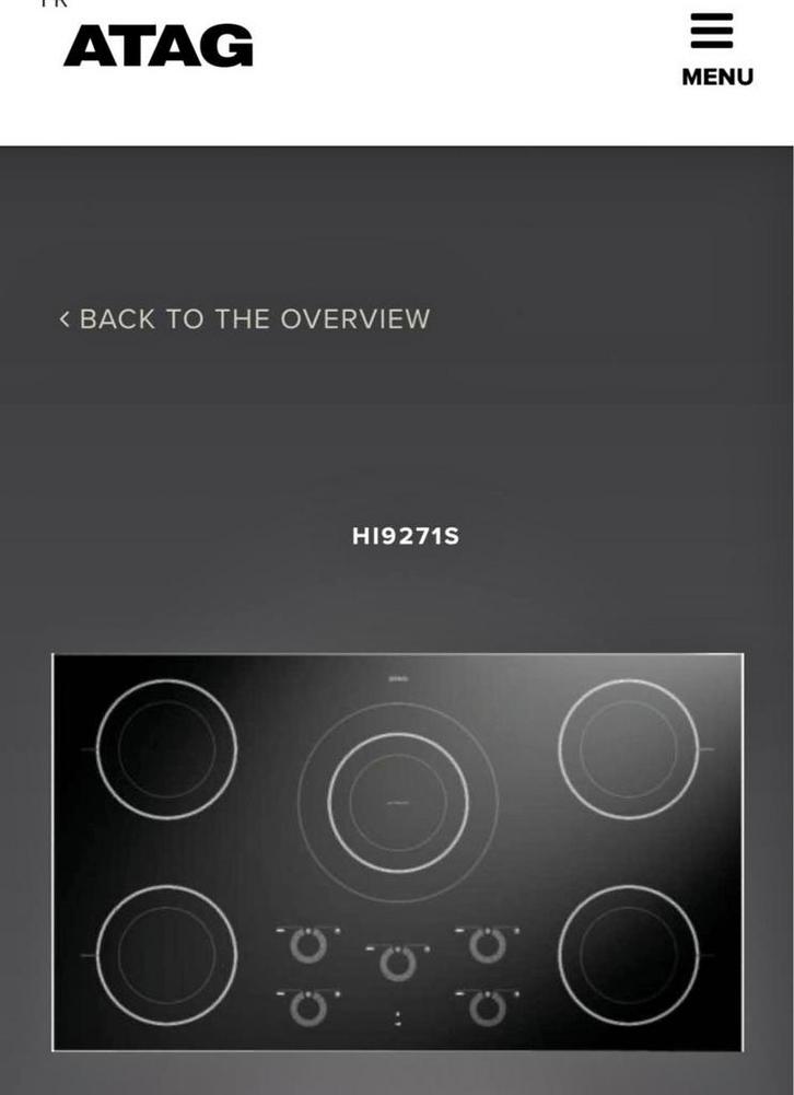 Superbe Taque induction 90cm ATAG, Electroménager, Tables de cuisson, Neuf, Encastré, 5 zones de cuisson ou plus, Enlèvement