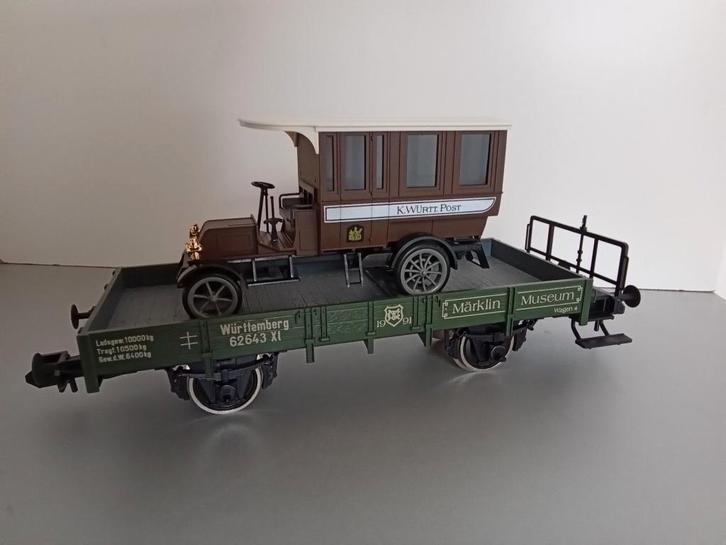 Märklin Spoor 1 Lageboordwagen met lading 85804  in OVP., Hobby en Vrije tijd, Modeltreinen | Overige schalen, Nieuw, Wagon, Gelijkstroom of Wisselstroom