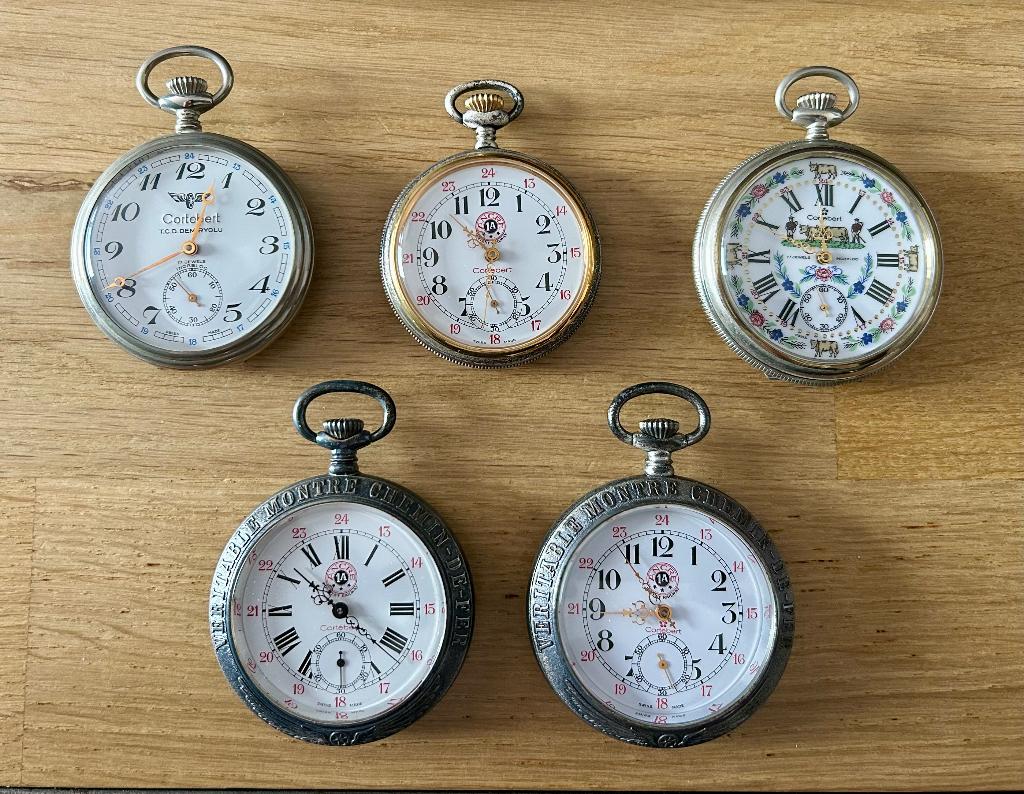 Lot de 5 montres de poche/gousset « Cortébert », Enlèvement ou Envoi, Argent, Montre de poche