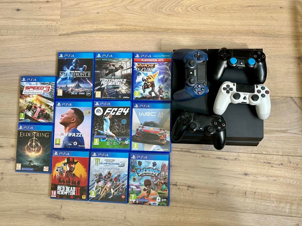 PS4 (PlayStation 4) 1To + 4 controllers + 11 video games, Enlèvement, Comme neuf, Pro