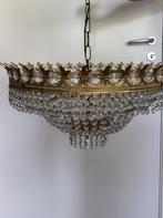 Kristallen luchter, Ophalen, Gebruikt, Metaal, “Vintage kristallen hanglamp met goudkleurige afwerking