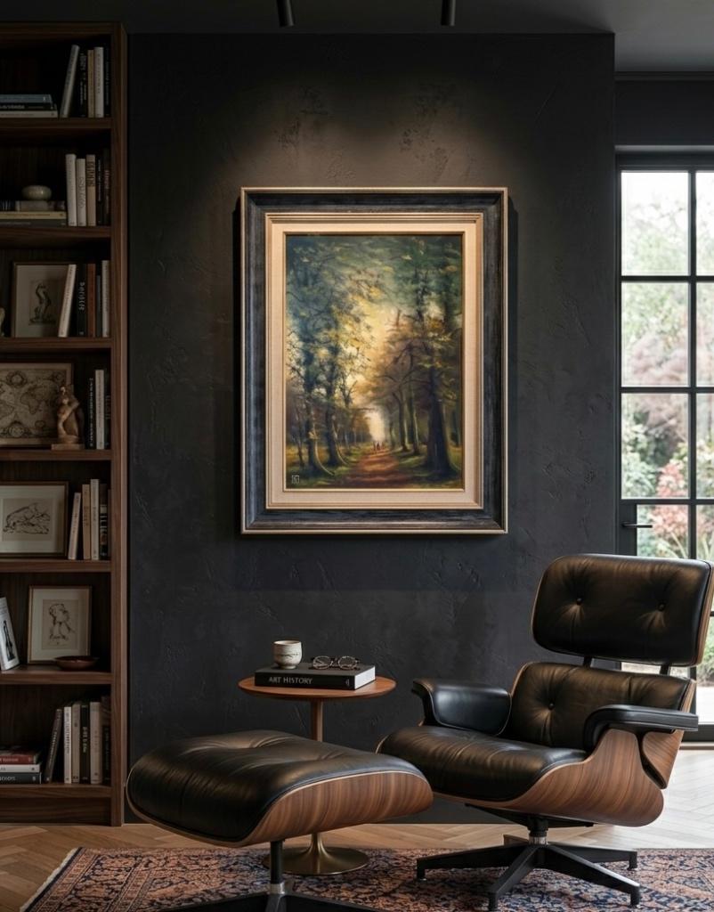 Bospad - impressionistisch schilderij, Antiek en Kunst, Kunst | Schilderijen | Klassiek, Ophalen of Verzenden