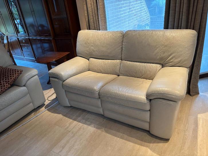 lederen salon, Huis en Inrichting, Zetels | Zetels, Gebruikt, Rechte bank, Leer, Ophalen