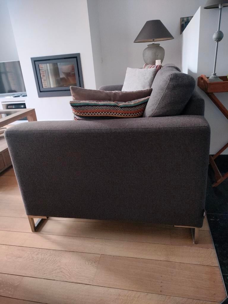 2 x drie-zit in taupekleur (stof)., Huis en Inrichting, Zetels | Zetels, Ophalen, Gebruikt, 150 tot 200 cm, Driepersoons