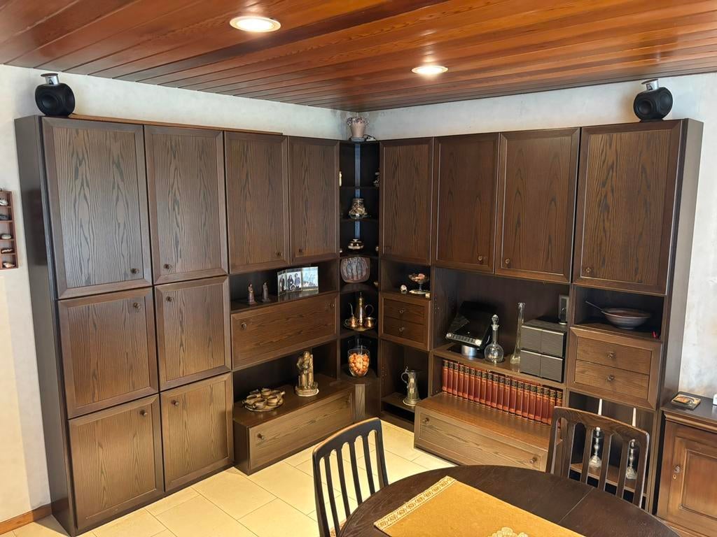 Eiken wandkast, Ophalen, 250 tot 300 cm, Gebruikt, 200 cm of meer