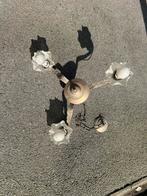 Kroonluchter gestileerd in koper met glazen kelkjes, Huis en Inrichting, Ophalen, Gebruikt, Art nouveau