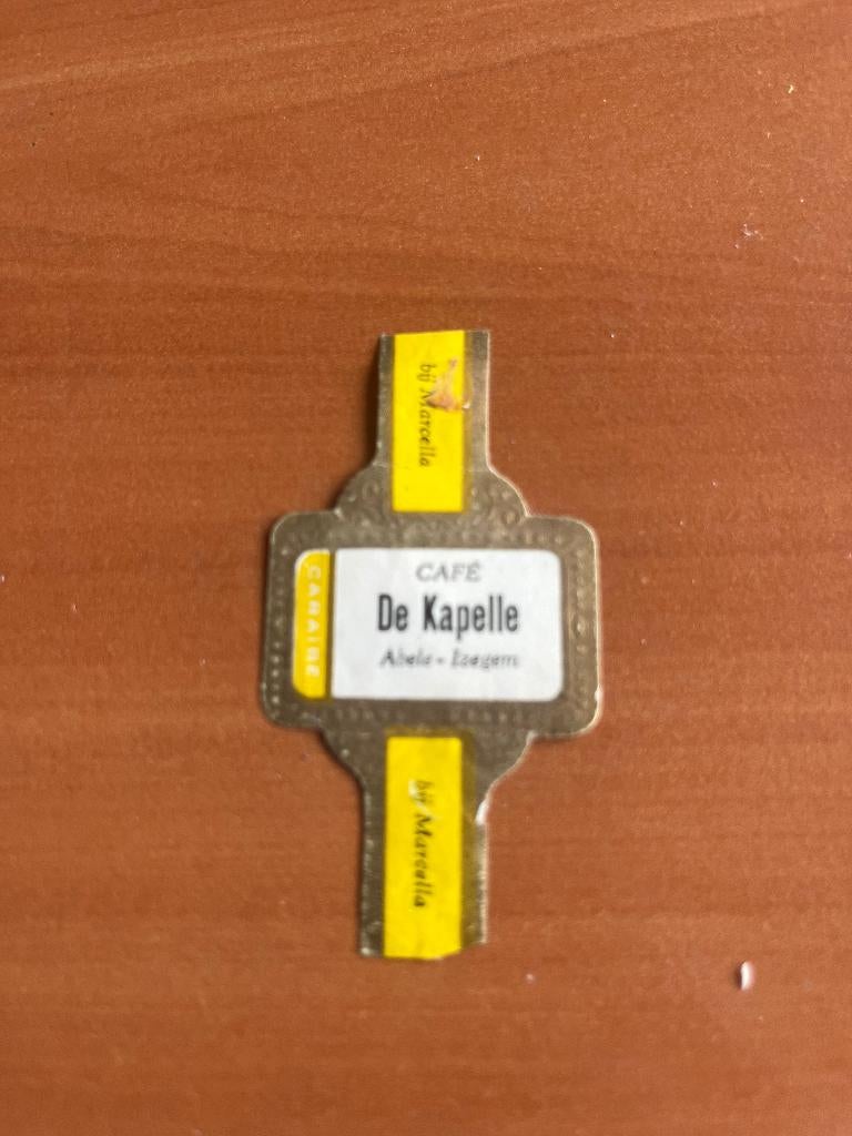 sigarenband Café " De Kapelle, bij Marcella"-Abele-Izegem, Verzenden, Gebruikt, Sigarenbandjes