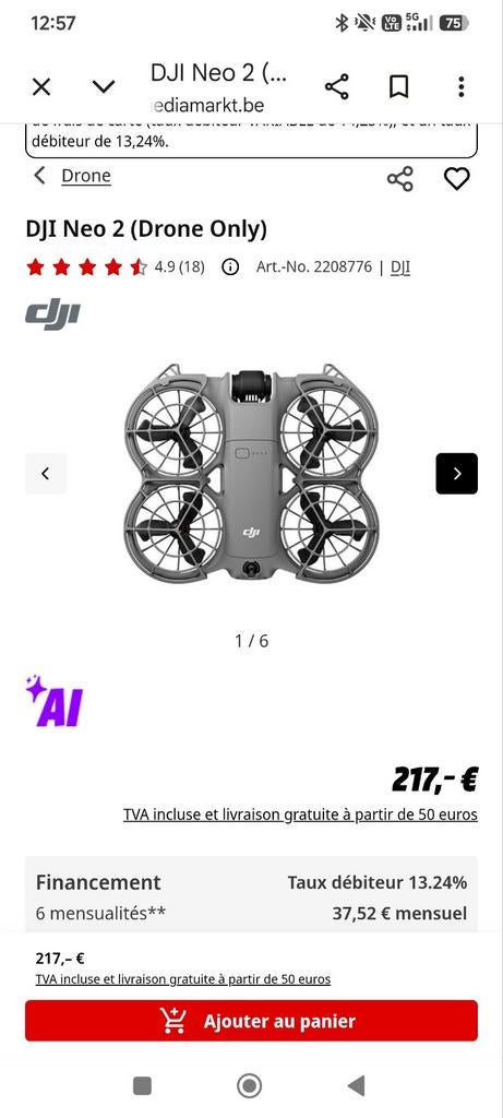 DJI Neo 2 (Drone Only), Ophalen of Verzenden