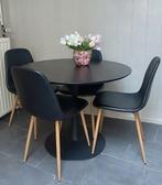 Ronde tafel met 4 stoelen, Huis en Inrichting, Tafels | Eettafels, Ophalen, Rond, Zo goed als nieuw, Vier personen