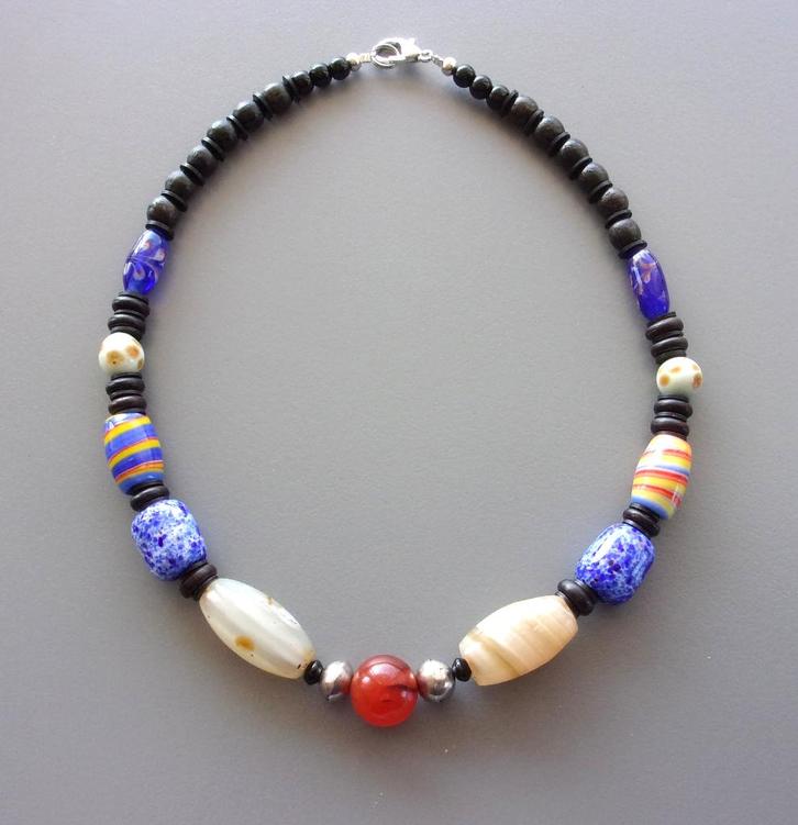 Collier femme en cornaline et agates avec perles en Murano, Bijoux, Sacs & Beauté, Colliers, Neuf, Pierre ou Minéral, Bleu, Avec pierre précieuse