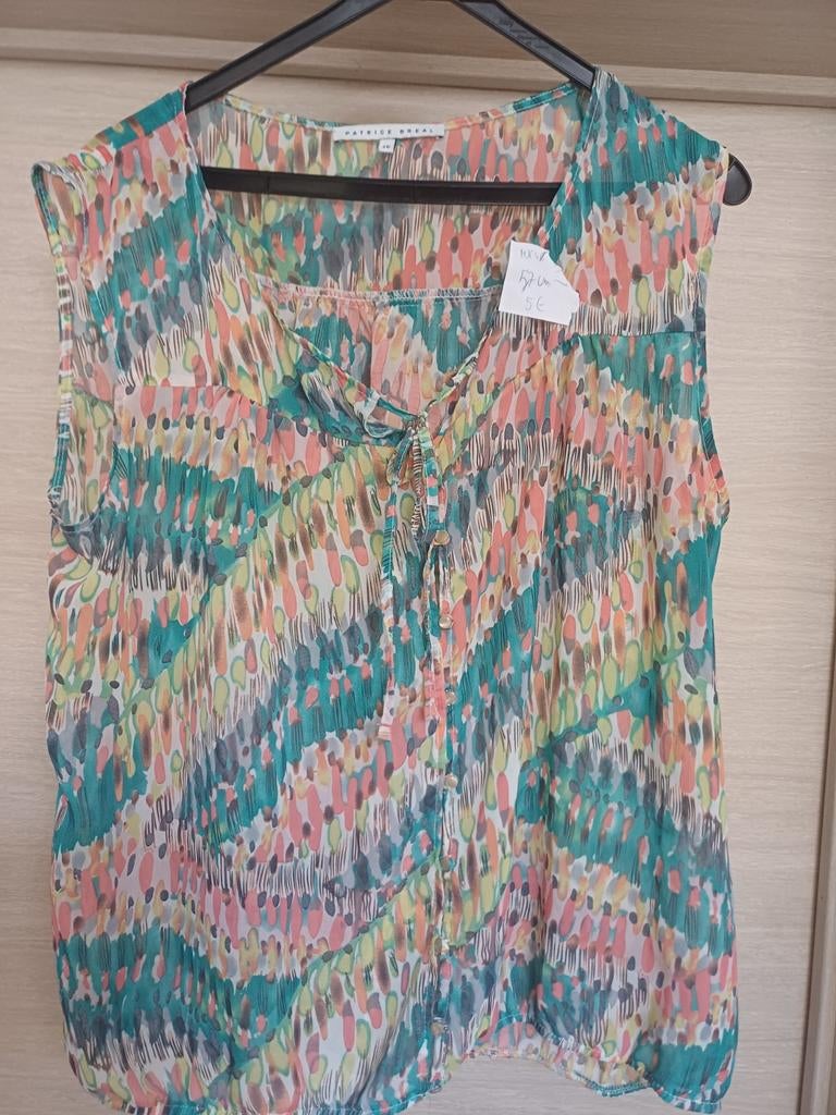 Kleurrijk mouwloos bloesje Patrice Breal Mt 46, Kleding | Dames, Patrice breal, Ophalen of Verzenden, Zo goed als nieuw, Maat 46/48 (XL) of groter