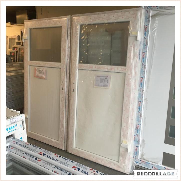 Witte PVC-deur met handgreep met dubbele beglazing, Tuin en Terras, Tuinhuizen, Nieuw, Ophalen