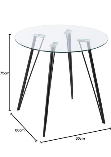 Table en verre et métal 2/4 personnes disponible aux enchères