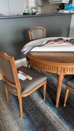 Tafel  diameter 1.10 m met 4 stoelen franse eik, Antiek en Kunst, Ophalen