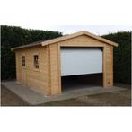 Abri de jardin, cabane en rondins, portail sectionnel tradit, Hobby & Loisirs créatifs, Goedkooptuinhuis, S8330, zadeldak, hout, garage, berging.