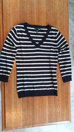 Trui met V-hals zwart met witte strepen - S - H&M, Ophalen, H&M, Zwart, Maat 36 (S)