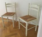 Set Twee Vintage Houten Stoelen met Rieten Zitting  10€/set, Antiek en Kunst, Ophalen