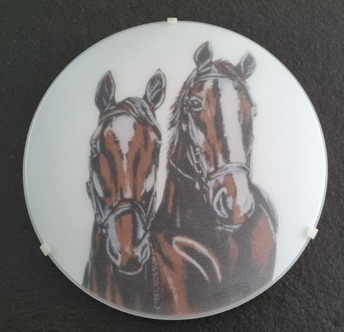 Prachtige paarden plafondlamp, Huis en Inrichting, Lampen | Plafondlampen, Zo goed als nieuw, Glas, Metaal, Ophalen