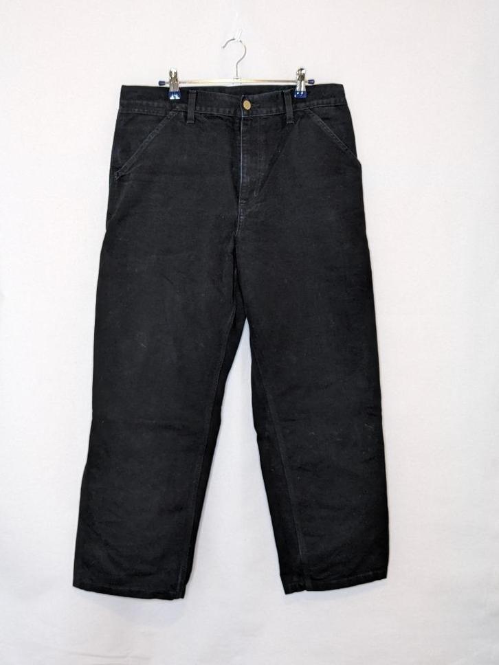 Carhartt WIP Single Knee Pant (verkorte, maat 32/30), Kleding | Heren, Broeken en Pantalons, Gedragen, Overige maten, Zwart, Ophalen of Verzenden