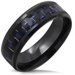 Bague pour homme en acier noir avec incrustation de carbone, Bijoux, Sacs & Beauté, Bagues, Neuf, Enlèvement ou Envoi, Fer ou Acier