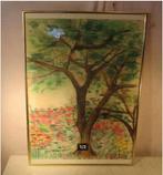 Beau dessin « Arbre et fleurs » - signé, Enlèvement ou Envoi