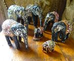 Indian Folk Art: 7 handgemaakte olifanten, Ophalen of Verzenden