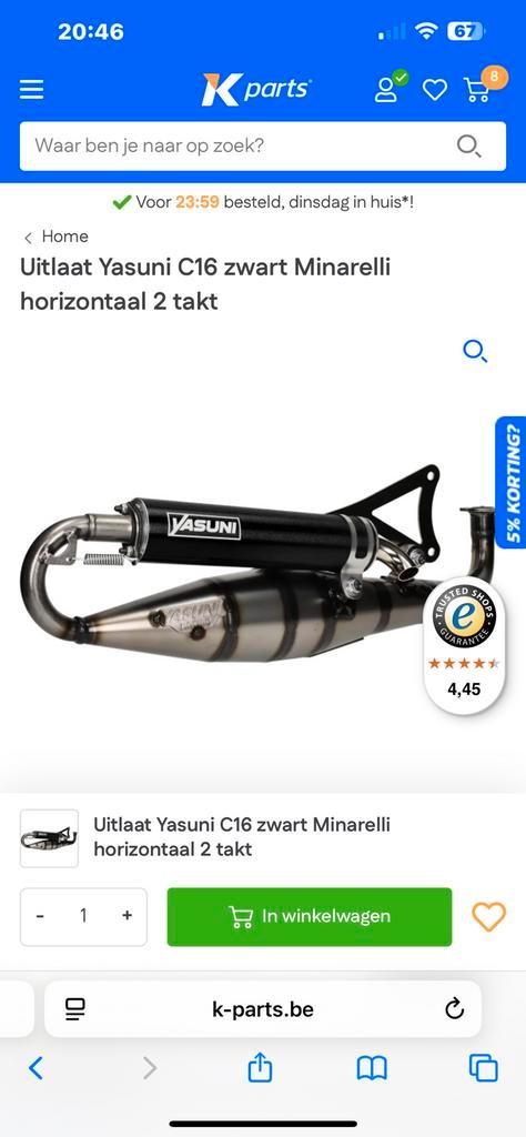 Yasuni c16 minarelli uitlaat gloed nieuw, Fietsen en Brommers, Brommers | Tuning en Styling, Nieuw, Ophalen