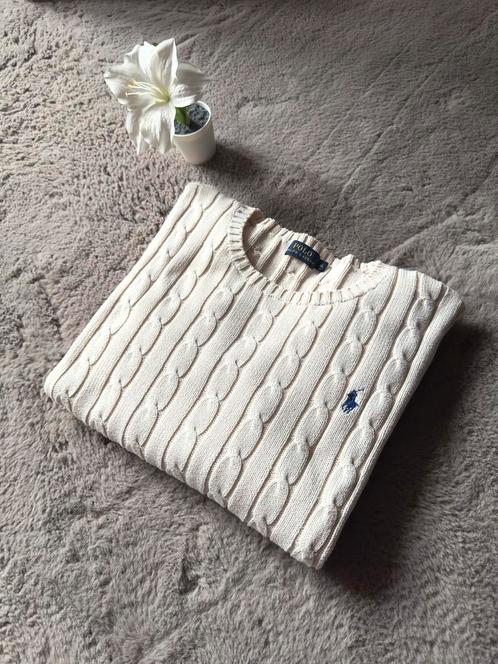 Pull torsadé Ralph Lauren beige / crème taille XL femme, Kleding | Dames, Truien en Vesten, Zo goed als nieuw, Maat 46/48 (XL) of groter