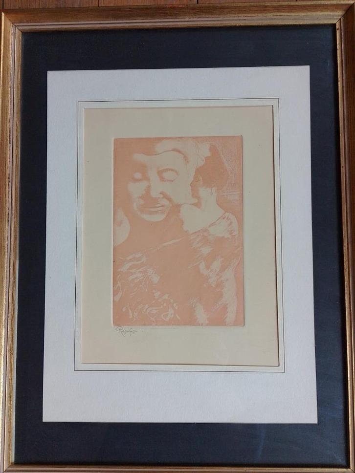 Armand Rassenfosse  1862 - 1934   Ets Danseres + Masker, Antiek en Kunst, Kunst | Etsen en Gravures, Verzenden