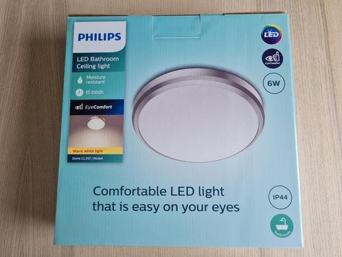 Philips badkamerplafondlamp LED Doris 1x 6 W 2700K nikkel, Maison & Meubles, Lampes | Plafonniers, Neuf, Synthétique, Enlèvement