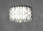 Prachtige ring met steentjes op elastiek., Bijoux, Sacs & Beauté, Bagues, Comme neuf, Autres matériaux, Avec strass, Femme