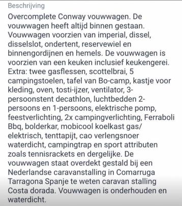 Vouwwagen Conway Cortina, Caravans en Kamperen, Vouwwagens, Ophalen, Tot en met 5