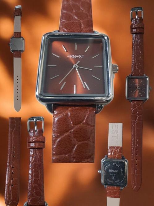 Ernest Horloge Louisa – Cognac, Handtassen en Accessoires, Horloges | Dames, Nieuw, Polshorloge, Overige merken, Verzenden