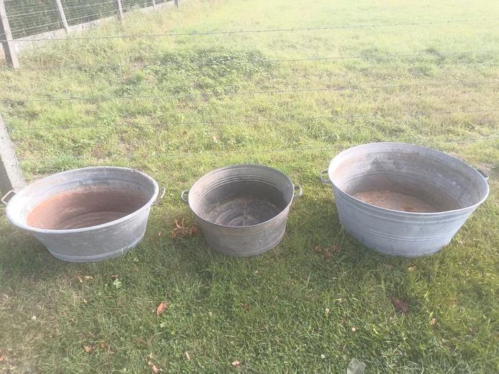 3 grote zinken kuipen, Antiek en Kunst, Curiosa en Brocante, Ophalen