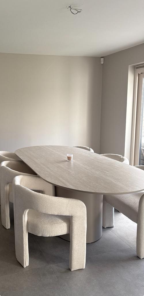 Eettafel travertijn 6 personen, Huis en Inrichting, Tafels | Eettafels, Zo goed als nieuw, Ophalen