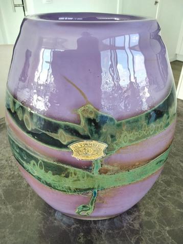 vase Val St Lambert - Vase en cristal L.Leloup, Enlèvement ou Envoi